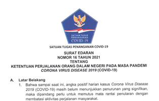 Mulai 26 Juli, Inilah Edaran Terbaru Satgas COVID-19 tentang Perjalanan Dalam Negeri